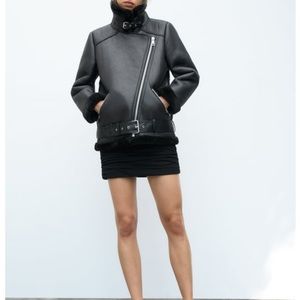 Zara Double Faced Faux Fur Leather Jacket